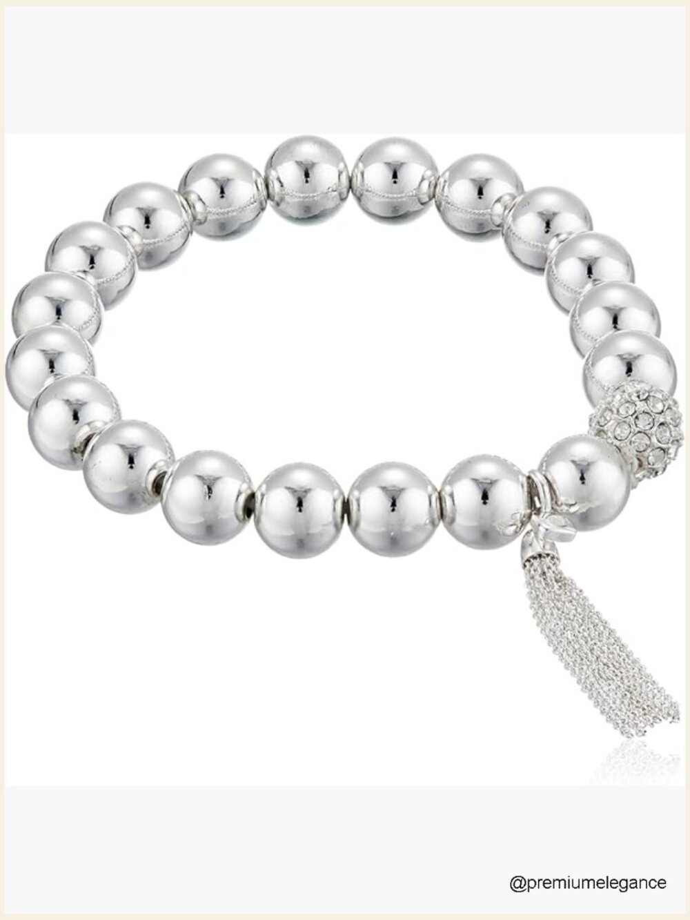 Pave Heart Stretch Bracelet - Crystal Tassel Design